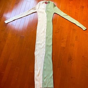 Staud Shoko Color Blocked Sweater Dress in Green and White - size XS